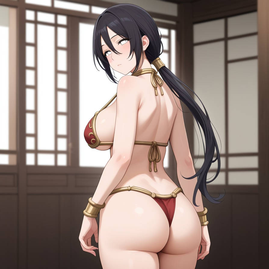 2d ai ai_art ai_generated anime anime_girl anime_style animegirl ass ass_cheeks ass_cleavage ass_focus bangs bare_back bare_legs bare_midriff bare_shoulders bare_thighs barefoot belly_button bikini bikini_top black_hair blush blush boruto:_naruto_next_generations bra bracelet cheeks cheeky collar gold_(metal) gold_bracelets gold_collar gold_jewelry golden_bracelets golden_collar hanabi_hyuuga hyuuga_hanabi inner_sideboob light-skinned_female light_skin long_hair long_ponytail metal_collar midriff naruto naruto_(series) naruto_shippuden navel pink_eyes ponytail red_bikini red_bikini_top red_bra red_thong red_thong_panties sideboob slave slave_bikini slave_collar slave_leia slave_leia_(cosplay) slave_outfit slavegirl thick_ass thick_butt thick_thighs thong thong_bikini underboob