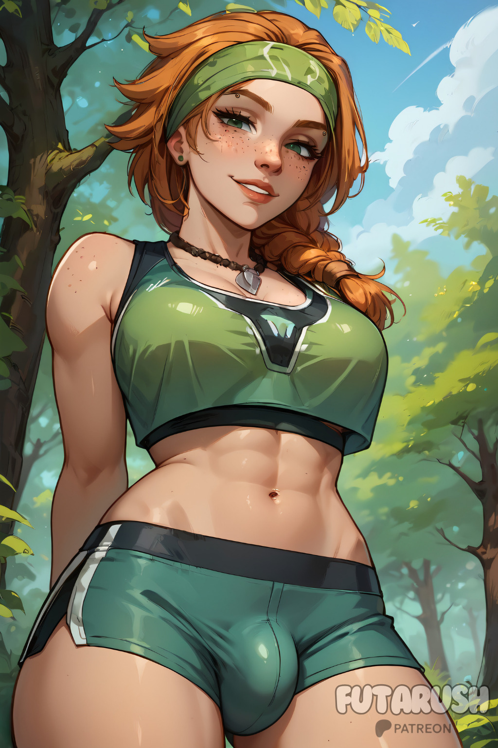 1futa ai_generated artist_name dickgirl futanari futarush ginger ginger_hair green_eyes patreon patreon_username riot_games skye_(valorant) sultryspark valorant