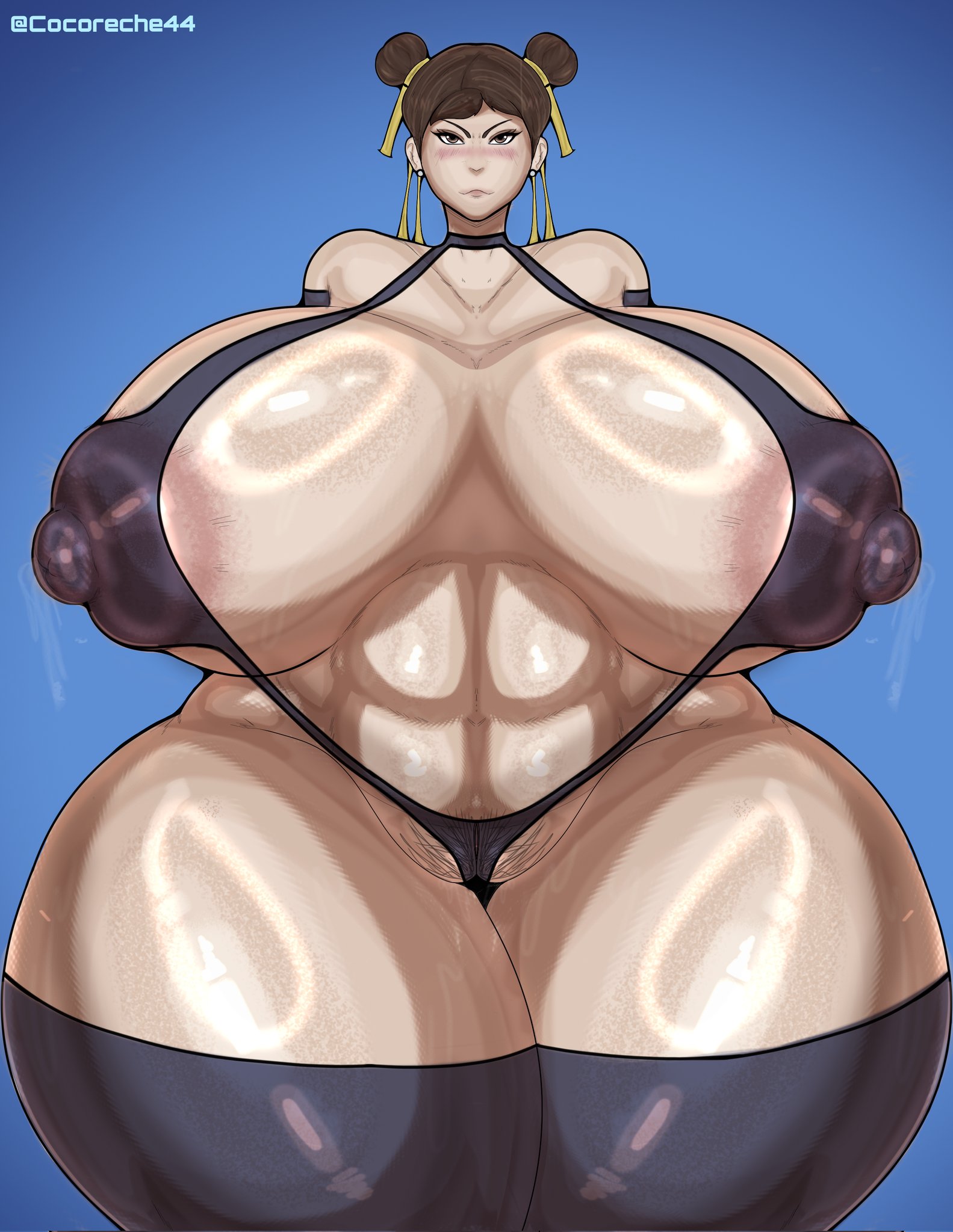 2025, areola, areolae, ass, big areola, big breasts, big nipples, big thighs, breasts, brown hair, chun-li, chun-li (fortnite), cocoreche, enormous breasts, female, fortnite, gigantic breasts, hair bun, hips, huge breasts, huge nipples, huge thighs, nipples, puffy nipples, self upload, simple background, street fighter, thick, thick ass, thick female, thick hips, wide hips