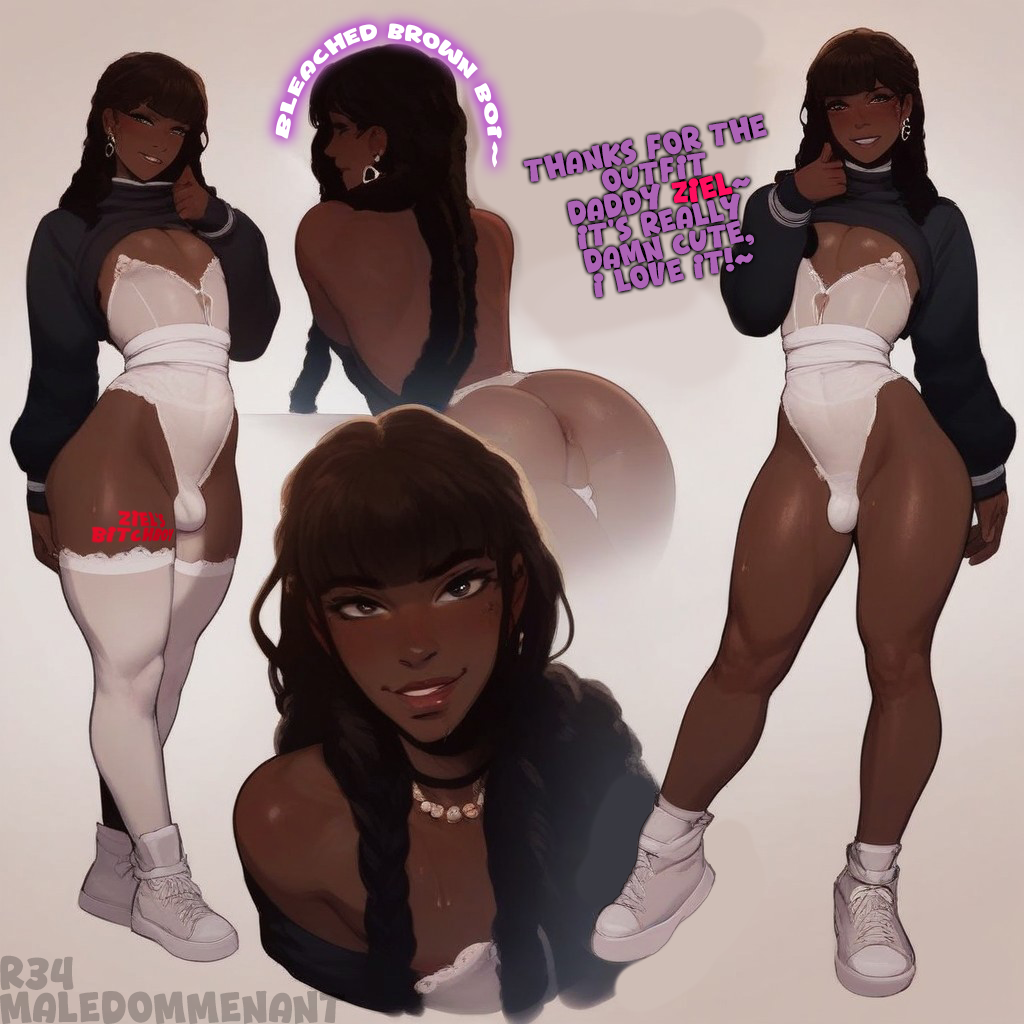 1femboy ai_generated bleached body_markings civitai conquered dark-skinned_femboy dark-skinned_male dark_skin ear_ring earrings femboy girly girly_boy lingerie long_hair looking_at_viewer original_character smiling smiling_at_viewer sneakers solo tattoo_on_legs thigh_highs thigh_tattoo thighhighs thighs white_lingerie wide_hips