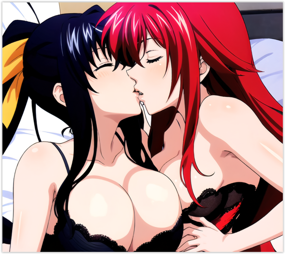 ai_generated akeno_himejima high_school_dxd lesbian_couple lesbian_kiss lesbian_sex rias_gremory yuri