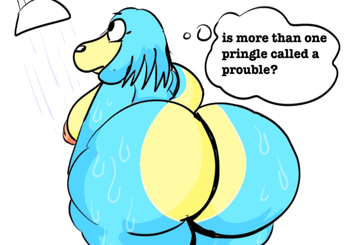 anthro bagel_(bagelbite) bagelbite dialogue fat original pringles shower shower_thoughts showering tagme text text_bubble