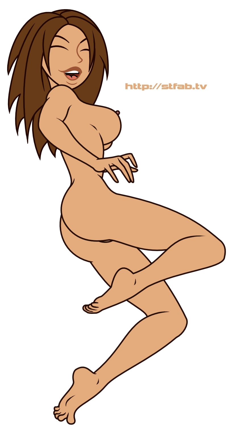 ass, bonnie rockwaller, brown hair, disney, female, female only, gagala, human, kim possible, nipples, nude, solo, white background