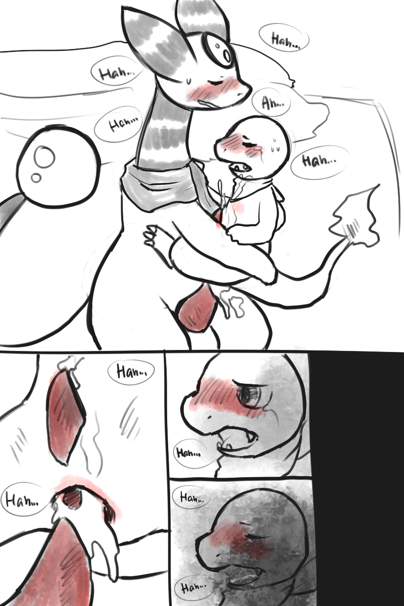 ampharos anal anal_sex anus blush charmander cum fire furry gay haychel male nintendo no_humans penetration penis pokémon_(species) pokemon pokemon_(species) pokemon_gsc pokemon_rgby scarf tail tail_fire