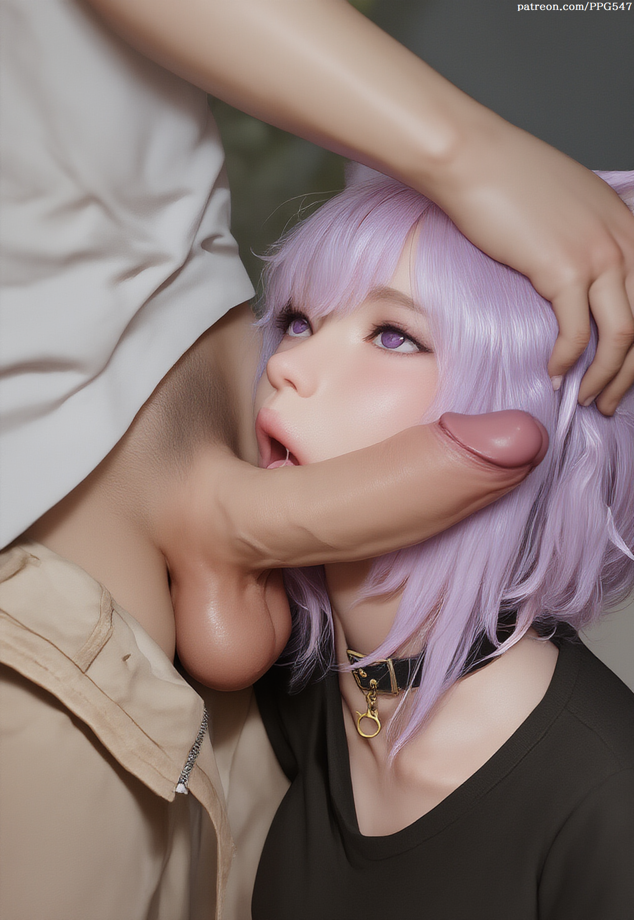 1boy, 1boy1girl, 1girls, ai generated, balls, bangs, before oral, before sex, big penis, black shirt, choker, clothed, clothed female, clothed male, clothes, clothing, collarbone, erect penis, erection, eyelashes, female, grabbing, grabbing head, hand on head, hololive, hololive gamers, hololive japan, indoors, large penis, licking, licking penis, light skin, light-skinned female, looking at partner, looking pleasured, looking up, looking up at partner, male, male out of frame, male pubic hair, male/female, nai diffusion, nekomata okayu, novelai, open mouth, out of frame, patreon url, penis, penis on face, penis out, photorealistic, pujopg, purple eyes, purple hair, realistic, shirt, shoulder length hair, side view, straight, straight hair, upper body, veiny penis, virtual youtuber