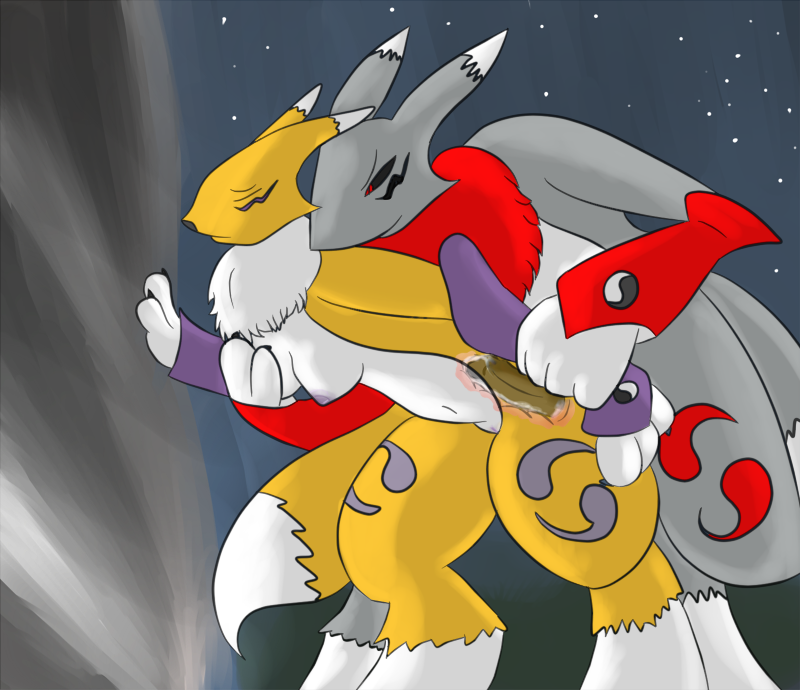 anthro breasts canine digimon female fox fur furry male nipples penis renamon sex view