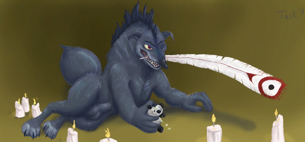 1boy boss_wolf burning_candles candles canine claws doll dreamworks feathers kung_fu_panda kung_fu_panda_2 male male_only mohawk nude panda paramount_pictures penis plain_background red_eyes sheath smile solo tiarhlu white_candles wolf