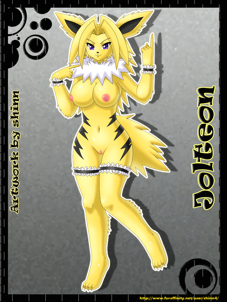 anthro breasts eeveelution female jolteon nintendo pokemon pokemon_(species) pokemorph pussy shinn solo