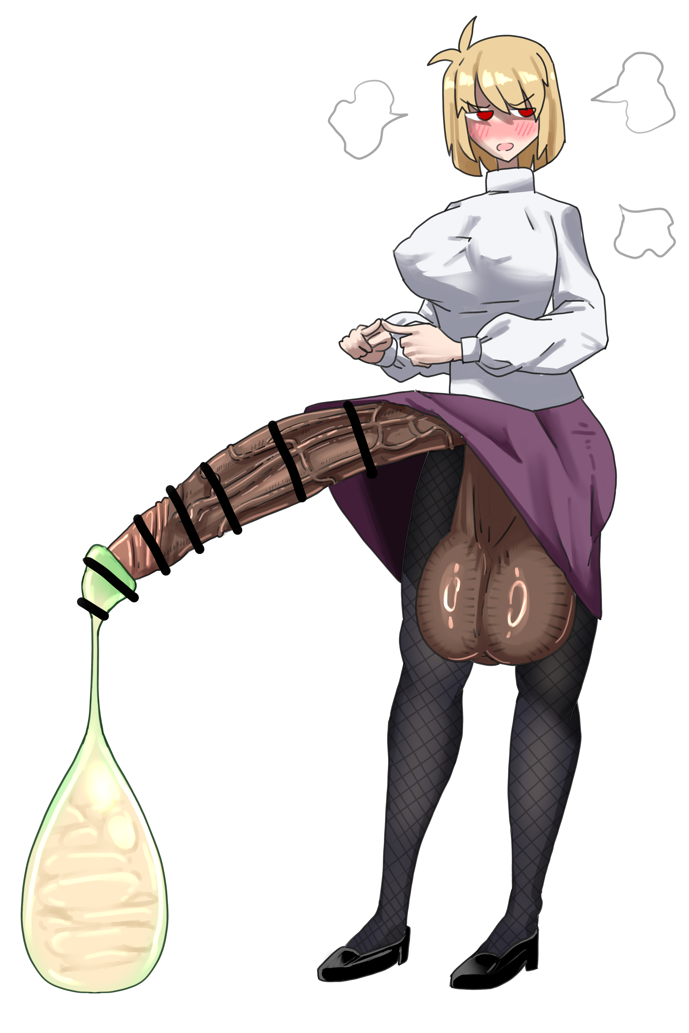 1futa, arcueid brunestud, areolae, balls, big areola, big balls, big breasts, big nipples, big penis, big testicles, blonde hair, breasts, censor bar, censored, clothed, clothing, cock, condom, cum, dick, dickgirl, ejaculating cum, ejaculation, erect nipple, erect nipples, erect penis, erection, futa only, futanari, intersex, kanacorp, light-skinned futa, light-skinned futanari, long hair, long penis, melty blood arcueid figure (meme), nipples, penis, red eyes, scrotum, solo, solo futa, testicles, tsukihime, veiny penis