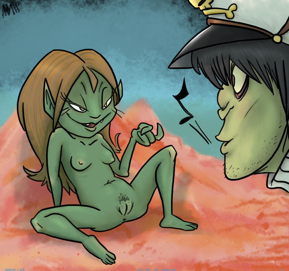 1boy 1girls annie-mae anus breasts female gorillaz human jenny male murdoc_niccals navel nipples nix nude nudity pussy small_breasts smile spread_legs spreading straight vulva whistling