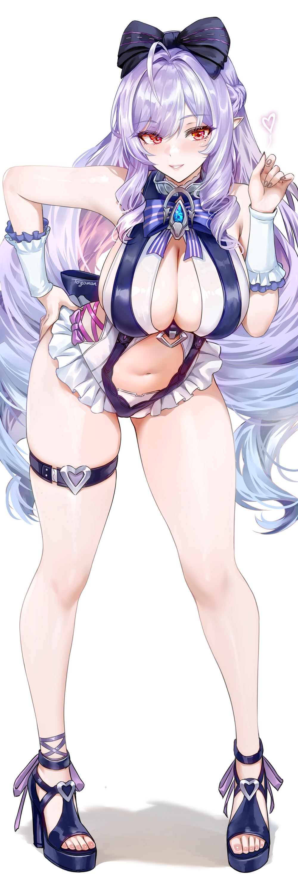 1girls, breasts, exposed breasts, female, hoyoverse, legs, long hair, mihoyo, official alternate costume, purple hair, red eyes, swimsuit, vivian banshee, vivian banshee (iris of the shore), white swimsuit, zenless zone zero