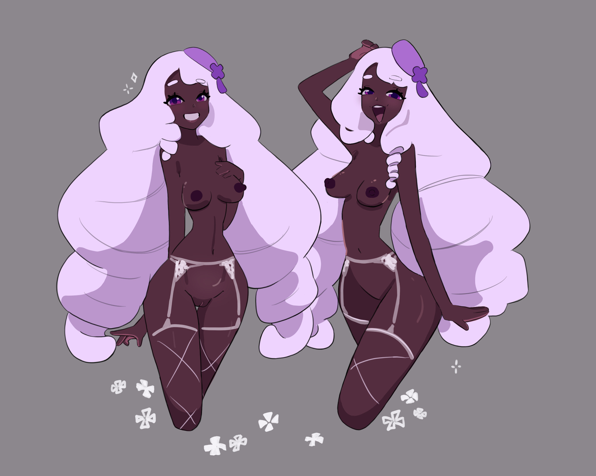 1girls, ass, breasts, dark skin, dark-skinned female, female, female only, foxypew, jacinthe (pokemon), nintendo, nipples, nude, nude female, pokemon, pokemon legends: z-a, tagme, yukari (pokemon)