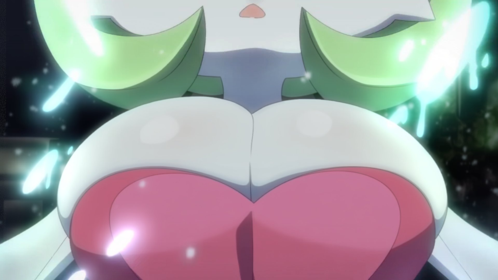 1girls, big breasts, bigger & better, breasts, breasts focus, cleavage, edit, female, female focus, female only, gardevoir, huge breasts, large breasts, pokemon, pokemon (species), poketoon, screenshot, screenshot edit, sirnight, solo, third-party edit, tomorrow with gardevoir, tomorrow with sirnight, yugo's gardevoir, yuugo's sirnight