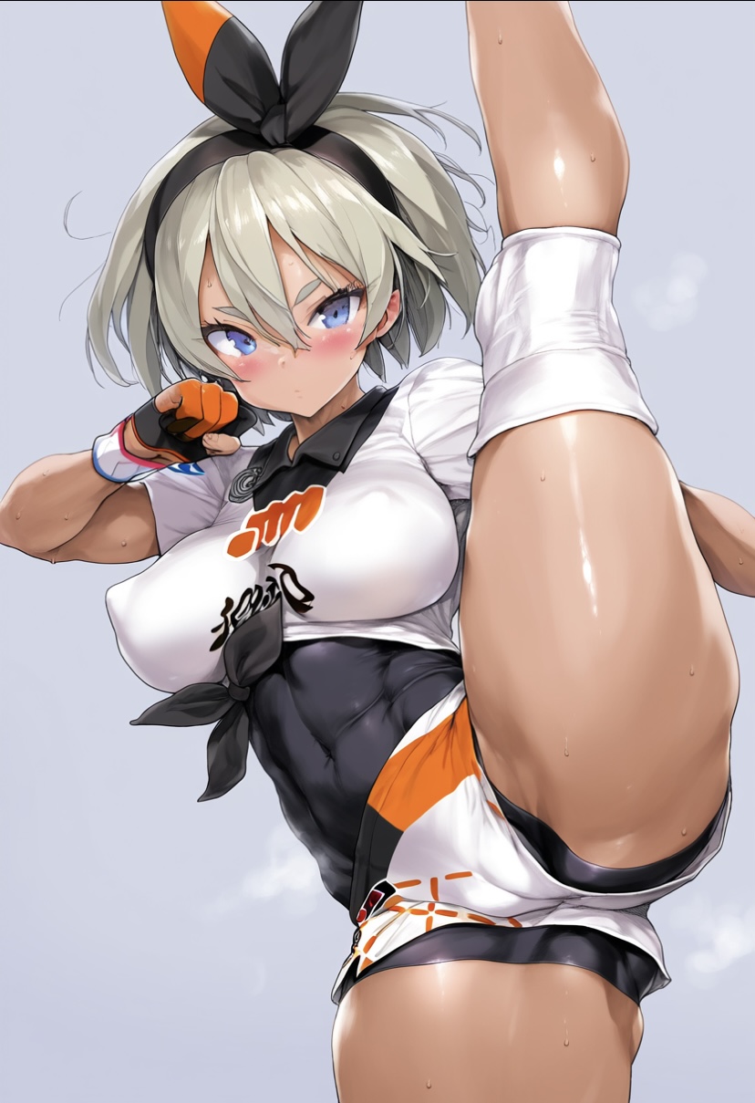 1girls abs ai_generated bare_legs bare_thighs bea_(pokemon) big_breasts clothed clothing color female female_focus female_only fit_female game_freak grey_eyes grey_hair gym_leader hi_res kicking large_breasts light-skinned_female light_skin looking_at_viewer muscles muscular muscular_female nintendo pokemon pokemon_ss pokemon_trainer short_hair solo solo_female tagme thick_thighs