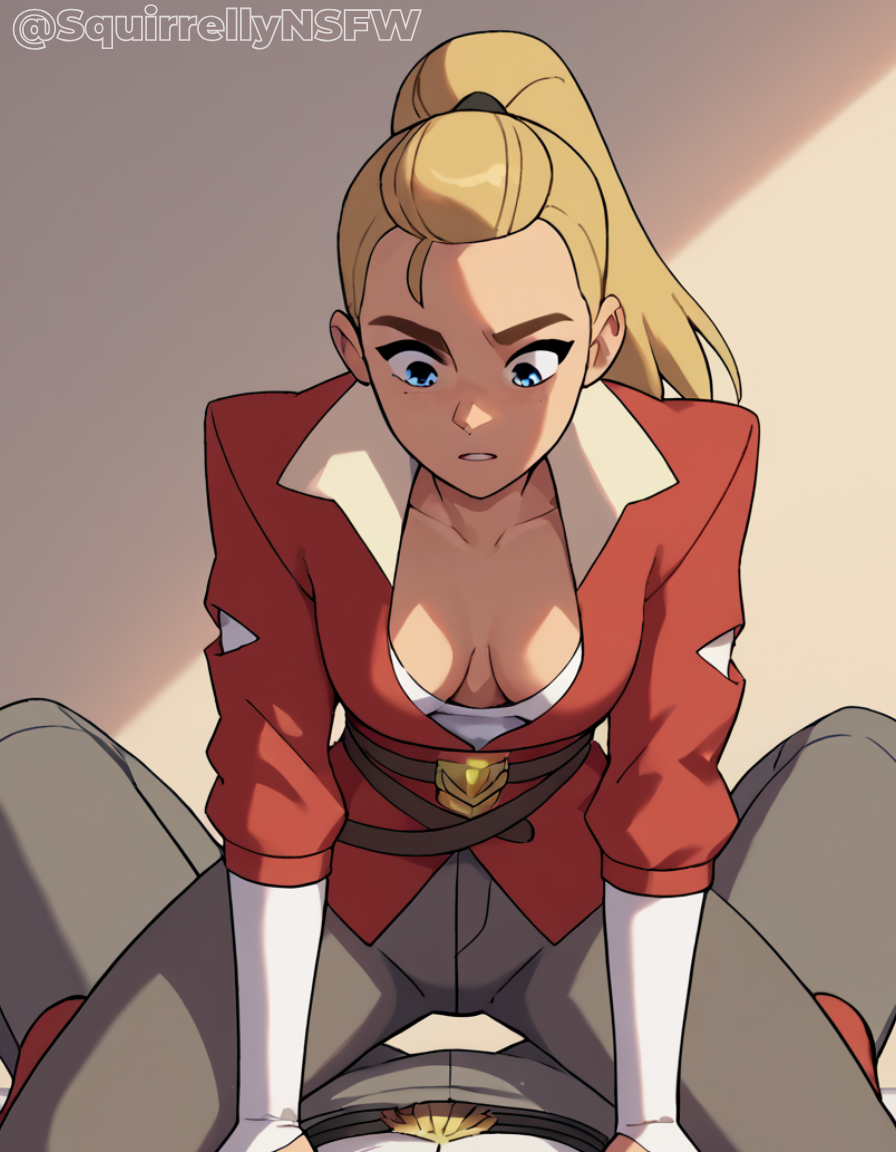 adora ai_generated cleavage down_blouse hanging_breasts she-ra_and_the_princesses_of_power shirt squirrellynsfw tease