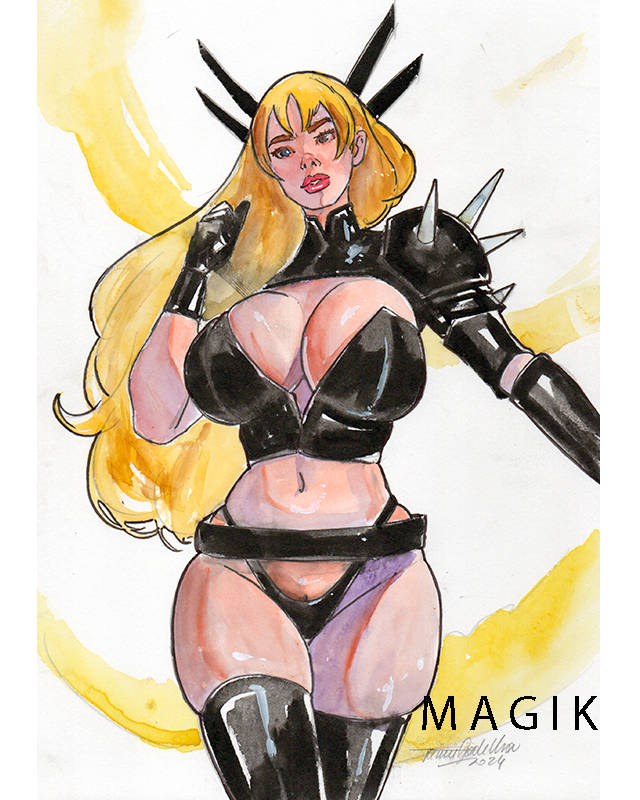 cleavage huge_breasts magik_(illyana_rasputin) marvel marvel_comics mutant_(marvel) skimpy_clothes superclusterlaniakea tagme thick_thighs thighhighs traditional_media_(artwork) x-men