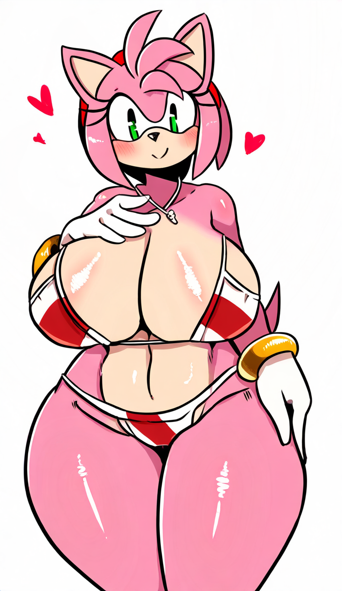 1girls amy_rose big_breasts bikini female furry furry_female green_eyes mullon pink_body pink_fur sega sonic_(series) sonic_the_hedgehog_(series) voluptuous voluptuous_female wide_hips