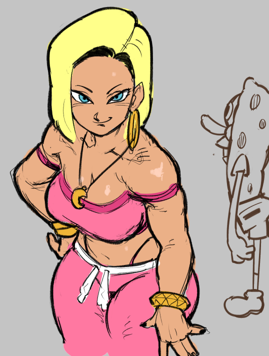 1girls android android_18 blue_eyes bracelets brycecarringto5 crossover curvaceous curves curvy curvy_figure curvy_hips curvy_thighs dragon_ball ear_ring sketch slim_thick smiling_at_viewer spongebob_squarepants spongebob_squarepants_(character) thick_as_fuck thick_ass thick_butt thick_hips thick_legs thick_thighs thunderthighs twitter_link voluptuous voluptuous_female whale_tail whale_tail_(clothing)