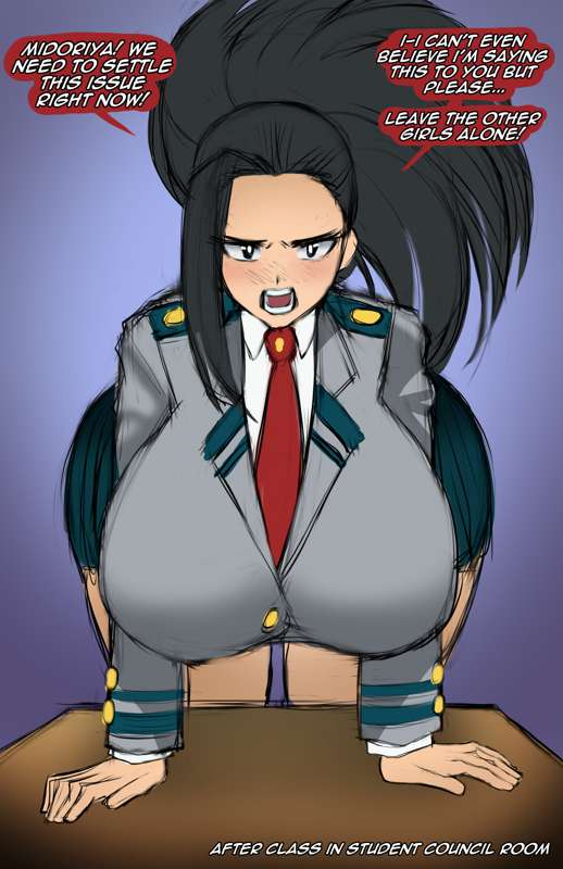 1girls big_breasts black_hair boku_no_hero_academia breasts chanleefat huge_breasts looking_at_viewer momo_yaoyorozu my_hero_academia ponytail solo tagme thick_thighs wide_hips