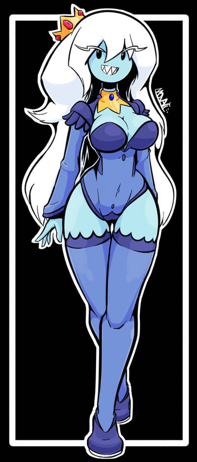 1girls 2019 adventure_time big_breasts blue_skin breasts cartoon_network clothing crown dress female ice_queen_(adventure_time) long_hair movailarts solo solo_female white_hair