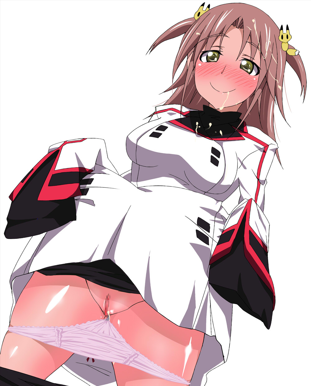 blush breasts brown_hair cum highres infinite_stratos nohotoke_honne panties pussy short_hair smile tsubaki_(tsubakiyasan)