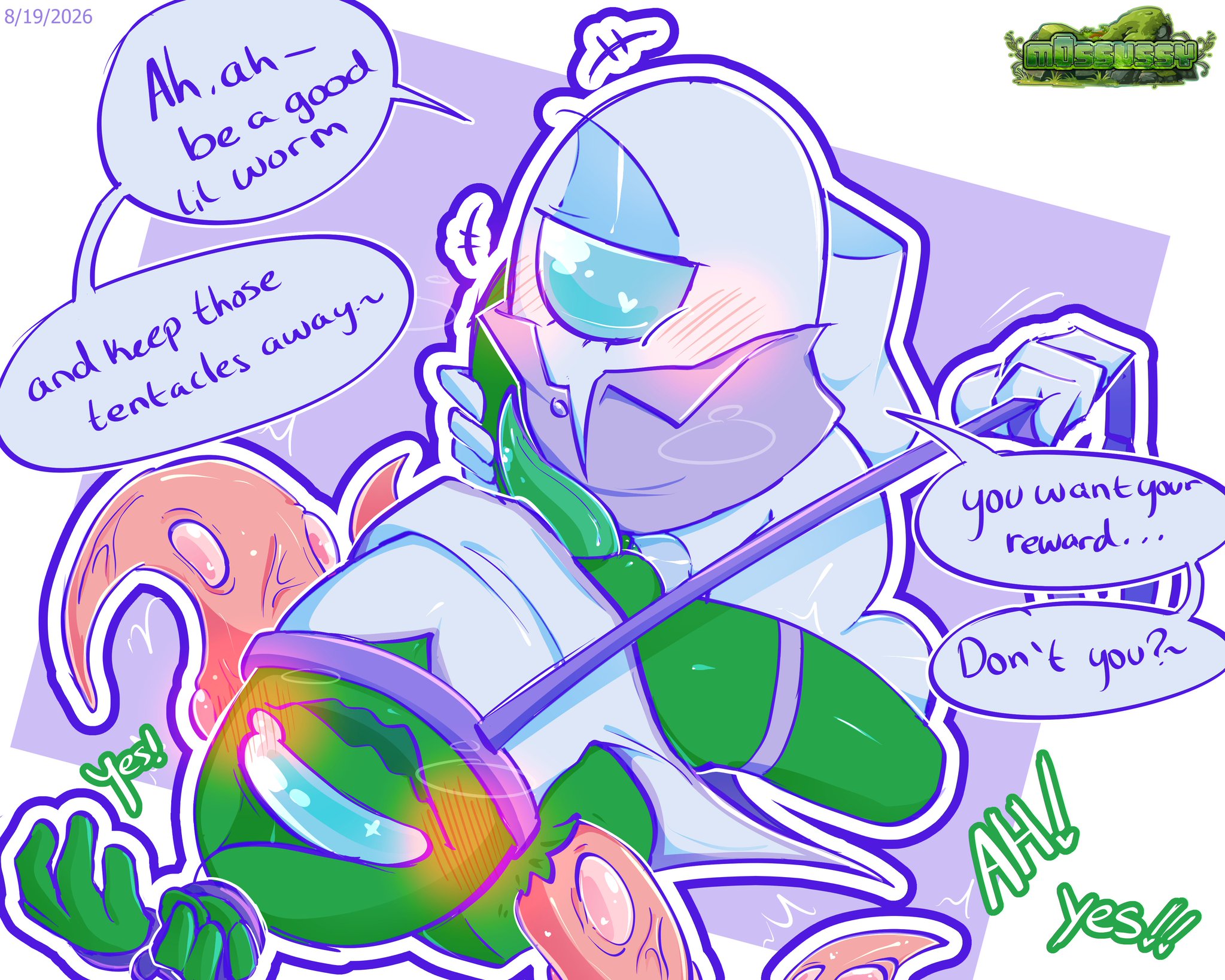 among us, among us (series), genital slit, green (among us), leash and collar, penetration, spread legs, tentacle penis, tentacles, white (among us)