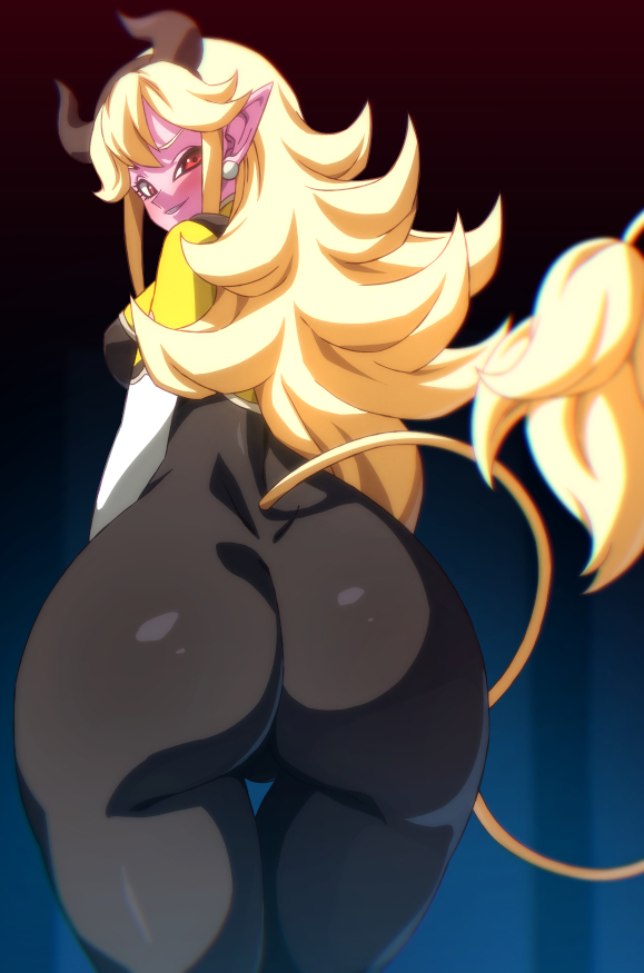 1girls, ass, ass bigger than head, ass focus, blonde hair, dragon ball, dragon ball xenoverse, dragon ball xenoverse 3, fat ass, female, female focus, female only, pink skin, rom, rom (character), rom taku, seductive, seductive look, seductive pose, tail, thick ass, thick thighs, thighhighs, thighs, transformation, wide hips, wide thighs