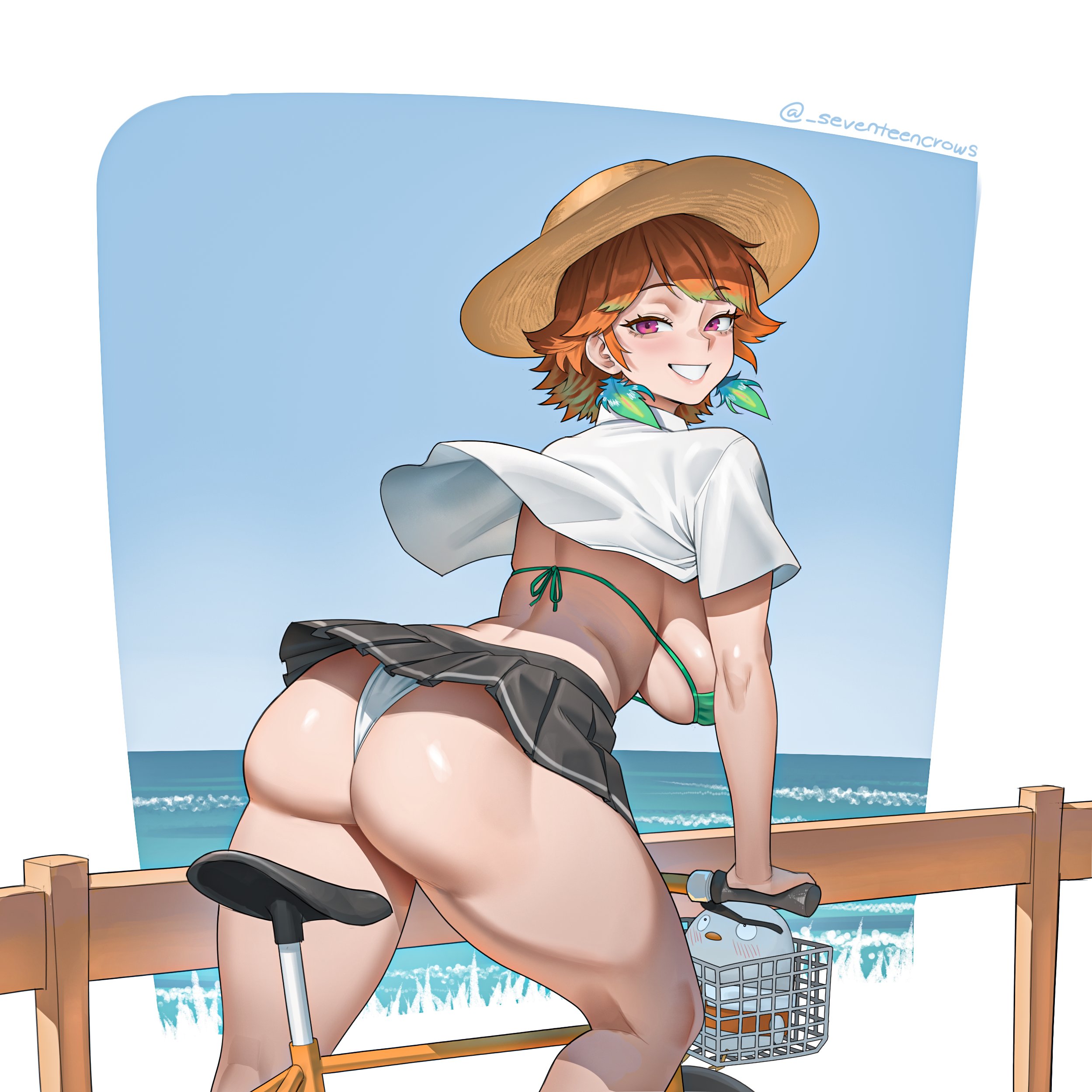 1girls, ass, bicycle, big ass, bitch, exhibitionism, exhibitionist, hololive, hololive english, hololive myth, huge ass, huge breasts, large breasts, seventeencrows, slutty female, takanashi kiara, thick thighs, virtual youtuber