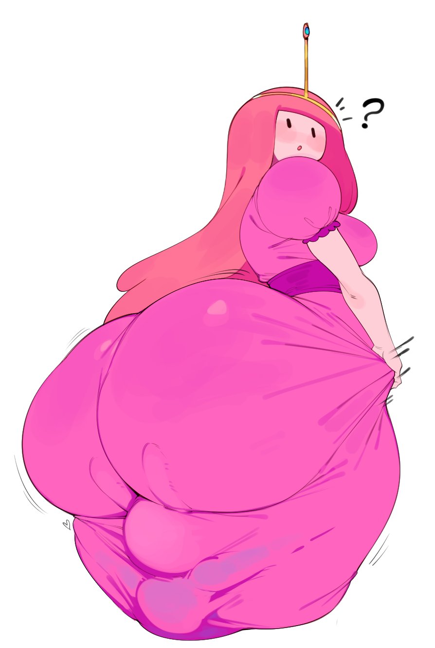 2girls, adventure time, ass, ass in dress, breasts, bulumble-bee, circlet, curvy, dress pull, face in ass, fat ass, female, female only, fionna the human girl, gigantic ass, huge ass, long hair, massive ass, pink hair, plump ass, princess bubblegum, thick, thick ass, thick thighs, thighs, under dress, wide hips