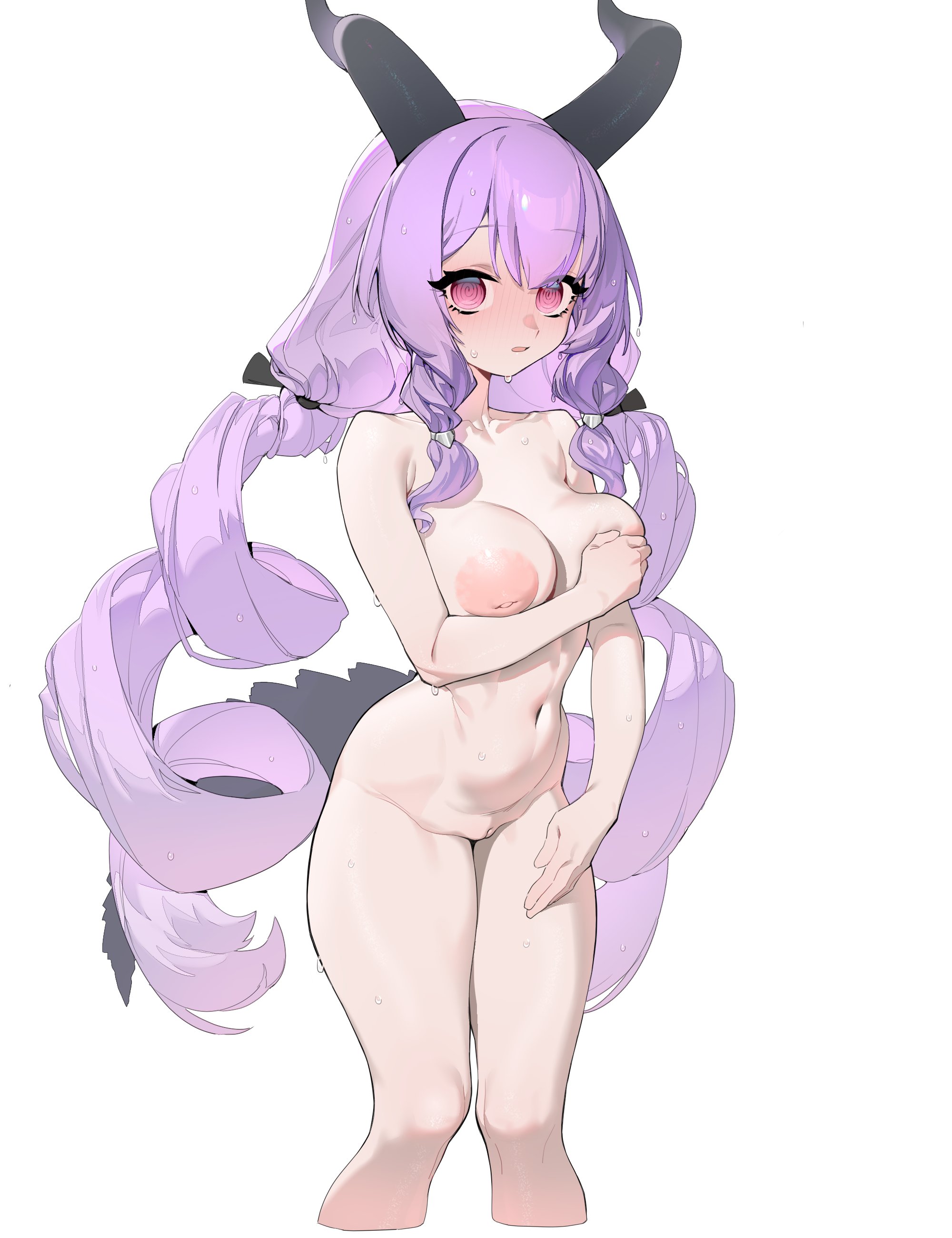1girl, arknights: endfield, female, horns, huge breasts, nude, shuibaow, typhoeus (arknights)