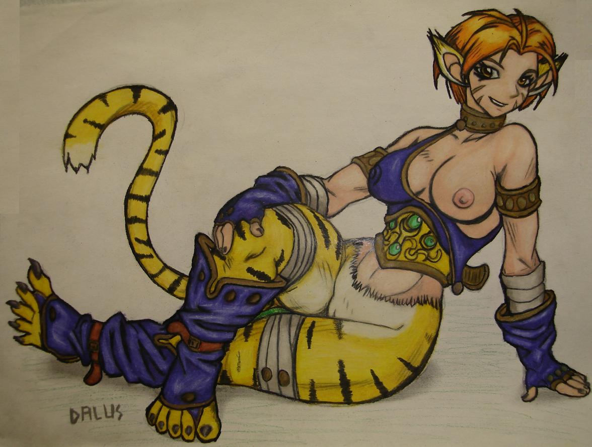 anthro breasts breath_of_fire breath_of_fire_iii clothing dalus facial_marks female katt labrnmystic large_breasts pussy solo tagme