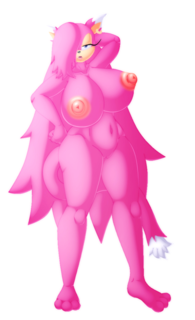 anthro big_breasts breasts chaossabre fan_character female mobian mobian_(species) nipples nude oc original_character plain_background pose pussy sega sonic_(series) sonic_oc sonic_the_hedgehog_(series) white_background