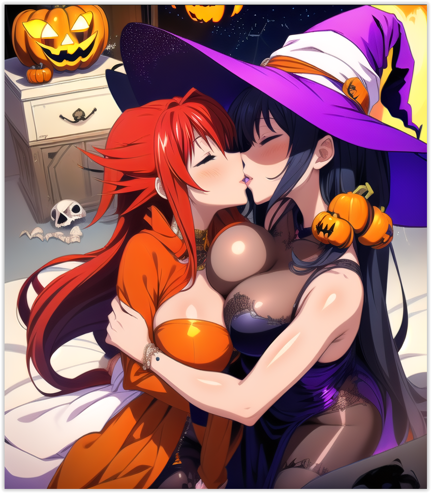 2females 2girls 2women ai_generated akeno_himejima girl_on_girl high_school_dxd lesbian_couple lesbian_kiss lesbian_sex rias_gremory yuri yuri yuri