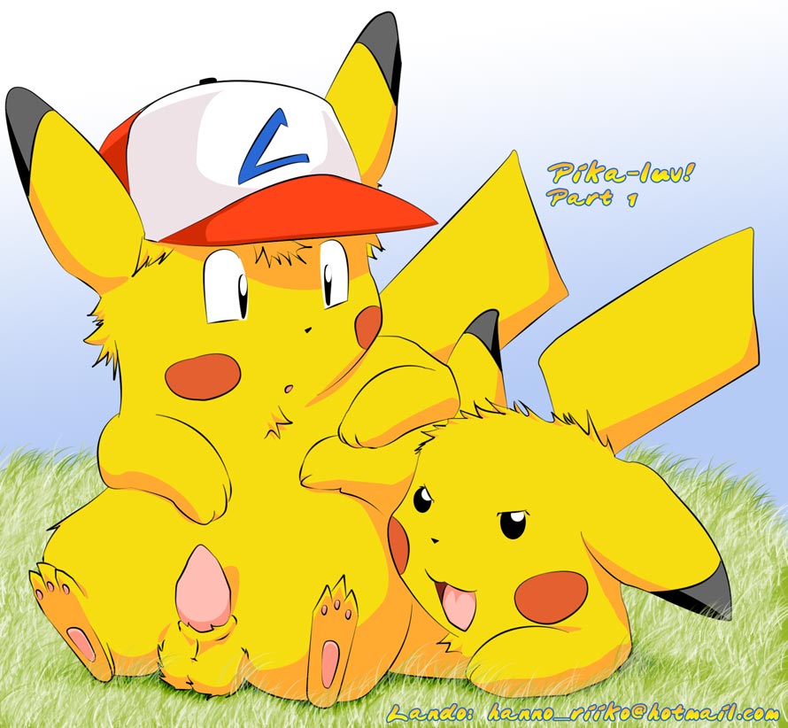 ambiguous_gender ashchu balls cap cub furry gay lando looking_at_viewer male mouse nintendo no_humans pawpads penis pikachu pokemon rodent satoshi_(pokemon)