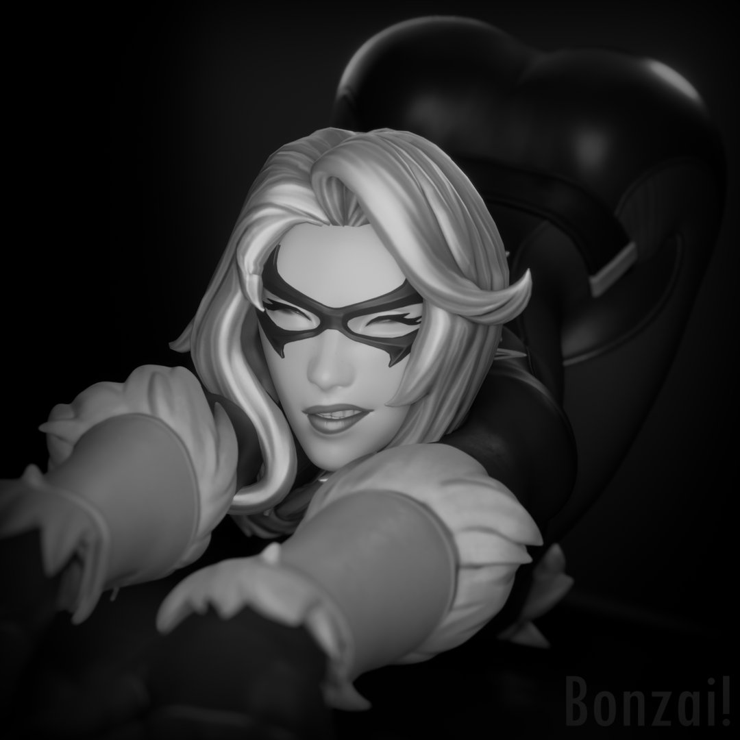 3d big_ass black_and_white black_cat_(fortnite) black_cat_(marvel) bonzaibomb cat_stretch dat_ass felicia_hardy fortnite huge_ass marvel marvel_comics monochrome spider-man_(series) stretching tagme