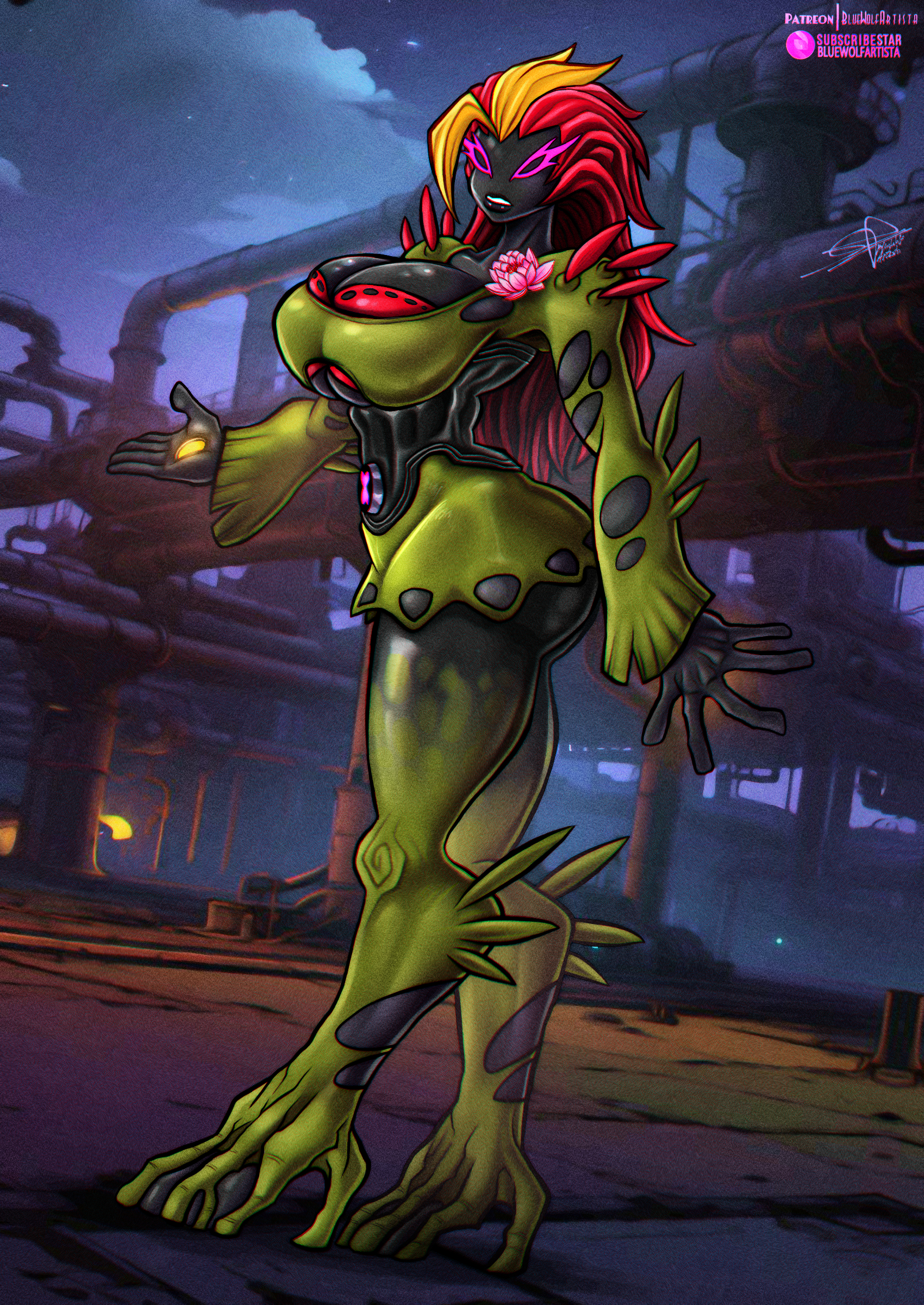 alien girl, ass, ben 10, ben 10 (classic), ben 10 alien force, ben 10 ultimate alien, big ass, big breasts, bluewolfartista, breasts, chaquetrix, female, huge breasts, long hair, methanosian, neckline, red hair, sexy, swampfire, thick thighs, thighs, wide hips