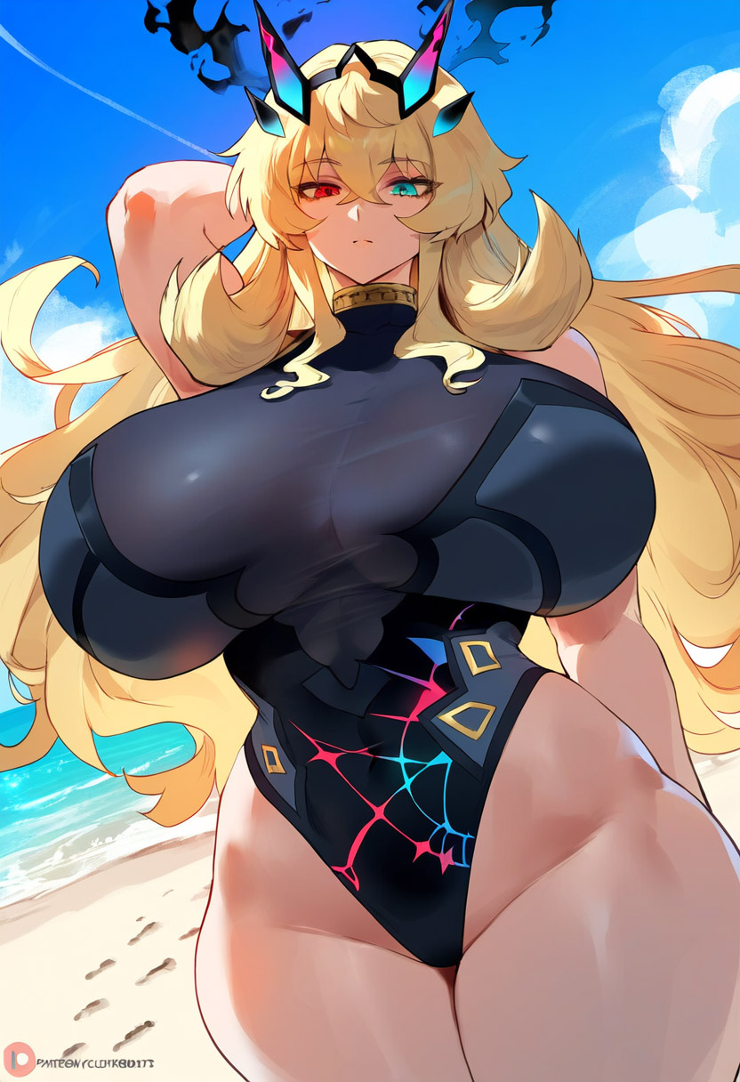 1girls ai_generated barghest_(gawain)_(fate) big_breasts blonde_hair breasts fate/grand_order fate_(series) female female_focus heterochromia hips huge_breasts large_breasts long_hair looking_at_viewer mature_female thick_thighs thighs