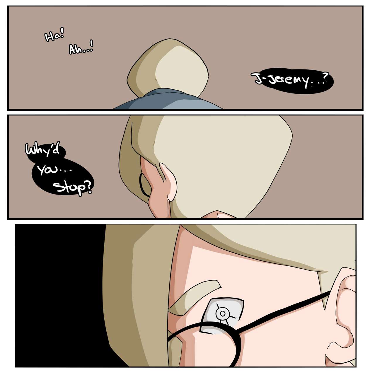 black_eyes black_glasses blonde_hair blonde_hair blonde_hair_male code_lyoko comic comic_page glasses inuyuru jeremy_belpois looking_at_viewer looking_back male male_focus not_ai_generated ominous possessed possession x.a.n.a. yumi_ishiyama