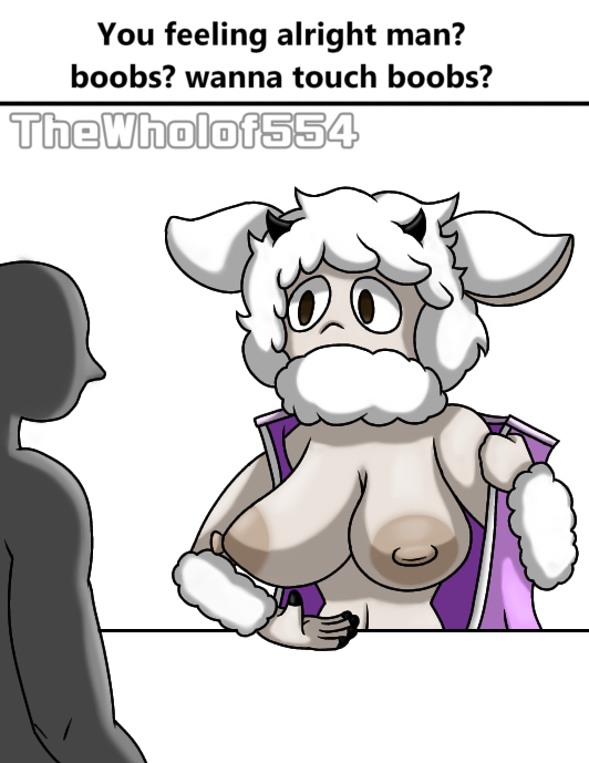 ambiguous_gender anthro bovid breasts caprine duo english_text female mammal sheep sheipy_(thewholof554) text thewholof554