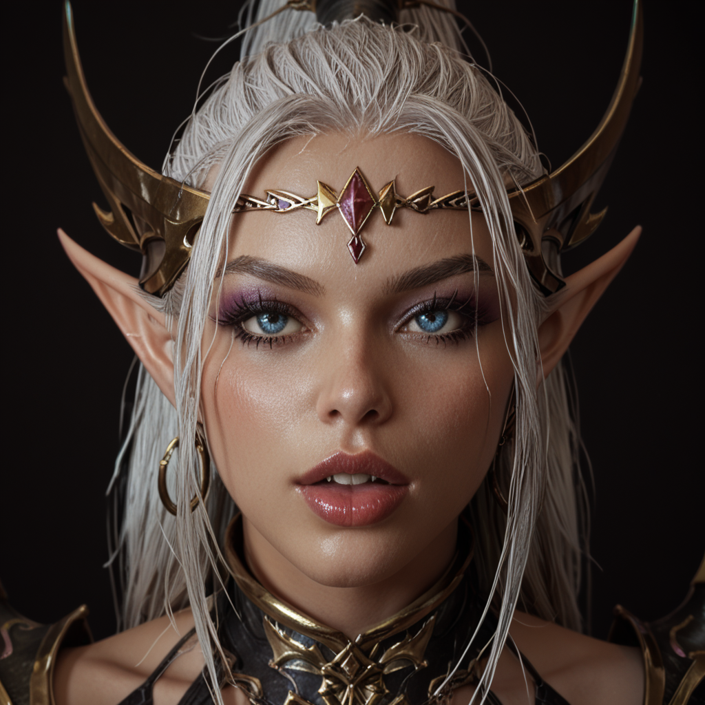 ai_generated beautiful blue_eyes dark_elf dreadlord_(warhammer) druchii elf redscarlet28 sfw warhammer_(franchise) warhammer_fantasy white_hair