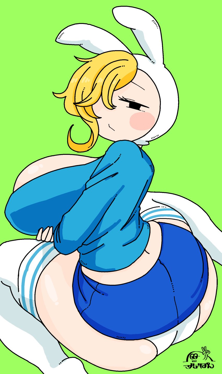 1girls adventure_time ass blonde_hair breasts female female_only fionna_the_human_girl hair_over_one_eye high_resolution large_breasts looking_at_viewer skirt solo suna_ponz thighhighs thighs very_high_resolution