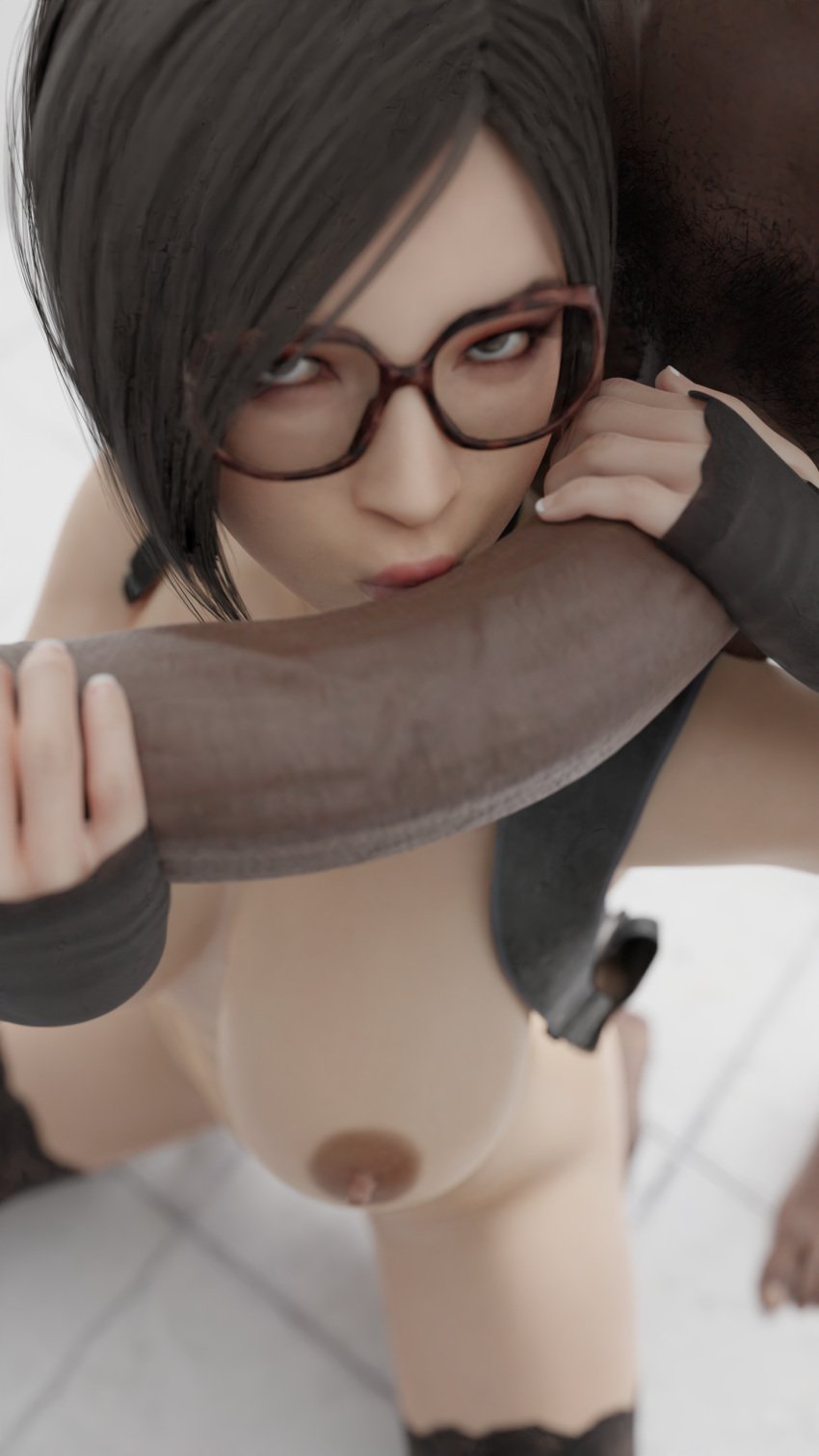 1boy 1girls 3d ada_wong asian_female big_breasts big_cock big_penis capcom chocker cuckold_pov cuckolding dark-skinned_male dark_hair erect_nipples fingering glasses holding_penis huge_cock interracial kissing_penis kneeling_female large_breasts large_penis penis_on_breasts resident_evil resident_evil_2 resident_evil_2_remake stockings veiny_penis white_skinned_female zoomzoomstudio