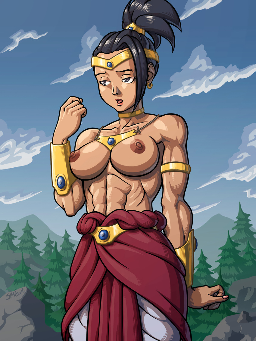 1girls abs athletic_female broly broly_(cosplay) cosplay dark-skinned_female dragon_ball dragon_ball_super dragon_ball_z exposed_breasts kale muscular_female simgart universe_6/universe_7