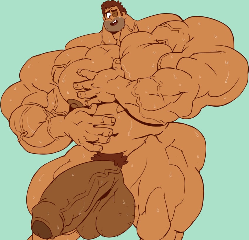 balls bara big_balls big_muscles big_penis boy_girl_dog_cat_mouse_cheese flaccid human hyper_genitalia hyper_muscles hyper_penis male male_only max_(boy_girl_dog_cat_mouse_cheese) muscles muscular nude one_eye_closed penis remert solo solo_male sweat sweating