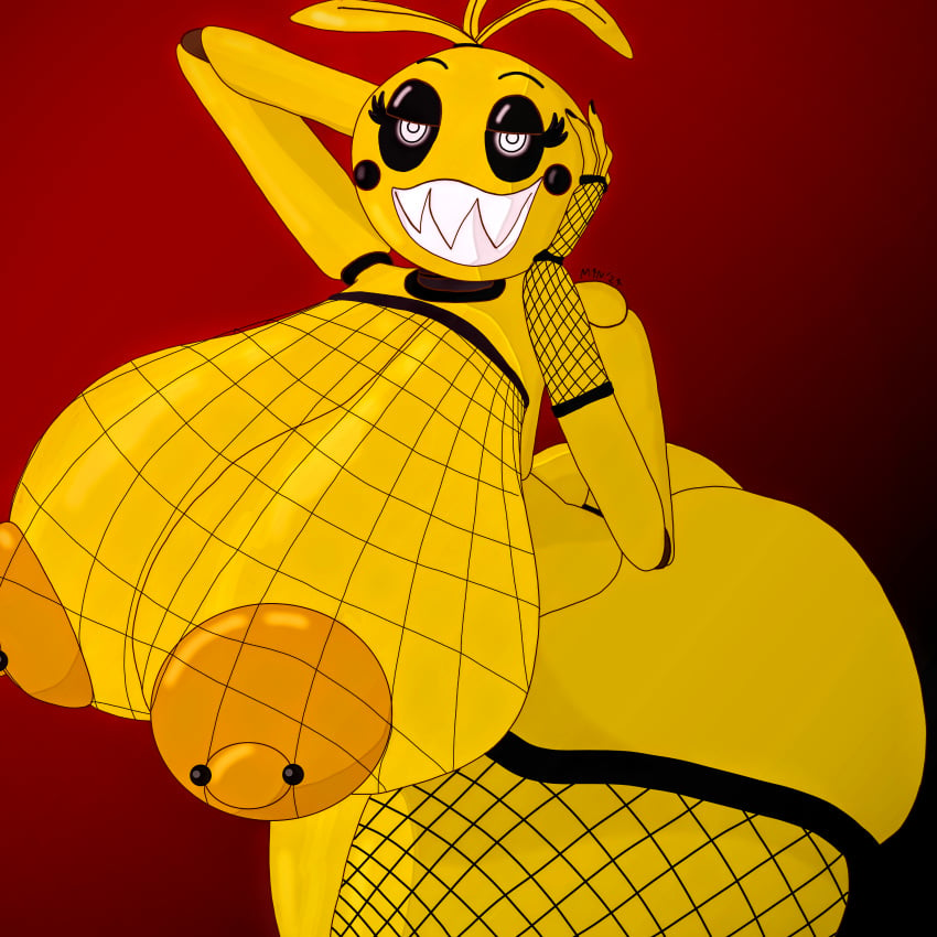 absurd_res animatronic anthro areola ass avian big_areola big_breasts big_butt bird breasts chicken clothing cybernetics cyborg female fishnet five_nights_at_freddy's five_nights_at_freddy's_2 galliform gallus_(genus) gloves goth handwear hi_res lovetaste_chica m4n machine makeup nipple_piercing nipples phasianid piercing robot scottgames sharp_teeth solo teeth thick_thighs toy_chica_(fnaf)