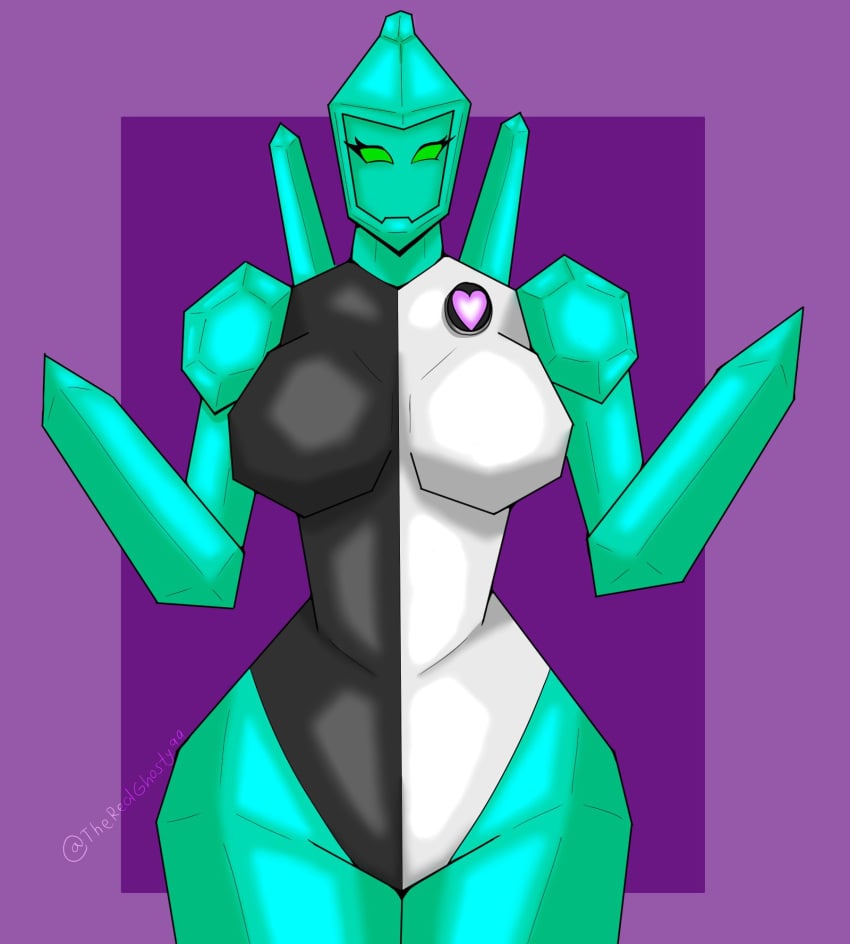 1girls alien ben_10 chaquetrix diamondhead eyelashes female heart leotard petrosapien smile solo therealghosty99 thick_thighs wide_hips