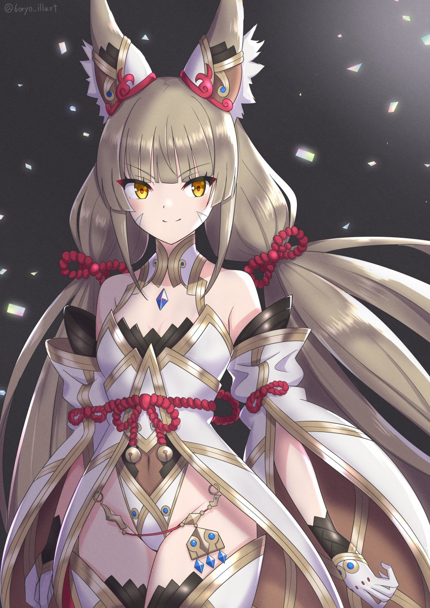 1girls 6oryo_illust cat_ears clothed core_crystal gloves nia_(blade) nia_(xenoblade) nintendo ryochan96154 silver_hair small_breasts xenoblade_(series) xenoblade_chronicles_2 yellow_eyes