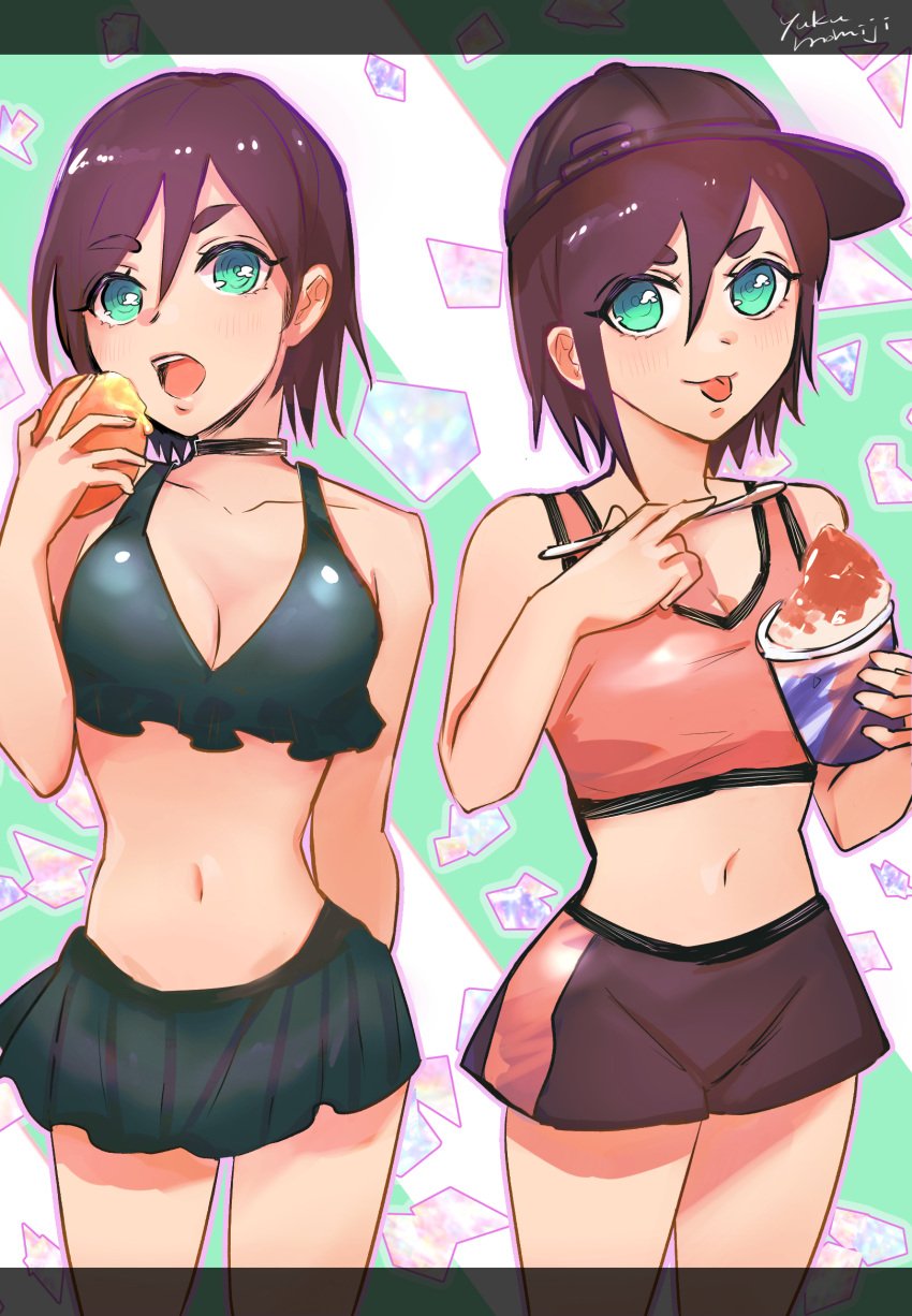 100_kanojo blush haraga_kurumi highres kimi_no_koto_ga_dai_dai_dai_dai_daisuki_na_100-nin_no_kanojo shorts sports_bra swimsuit the_100_girlfriends_who_really_really_really_really_really_love_you tongue tongue_out yukumomiji