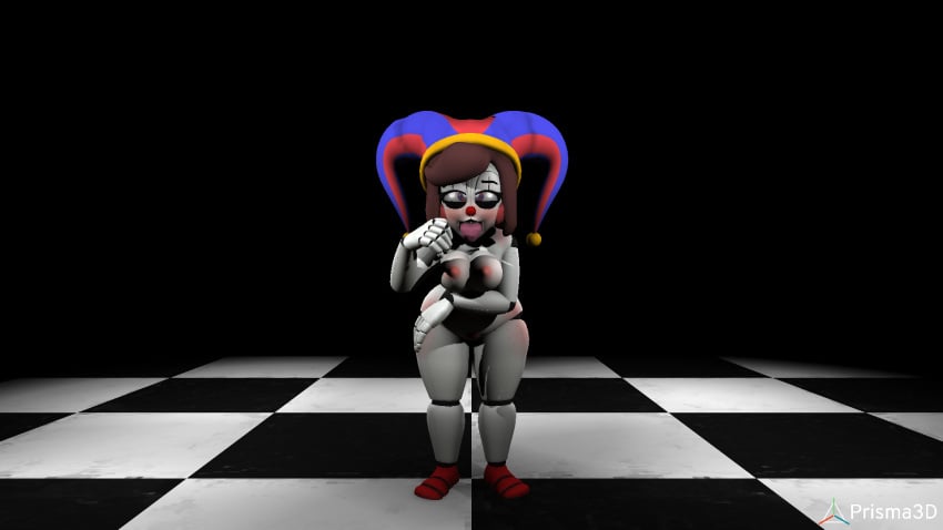 3d 3d_model air_handjob baby_(fnafsl) breast_squish breasts circus_baby circus_baby_(fnaf) cross-eyed female female_focus female_only five_nights_at_freddy's five_nights_at_freddy's:_sister_location fnaf jester_hat pomni_(cosplay) prisma3d scottgames sister_location so87baby summer_of_87_baby tongue_out