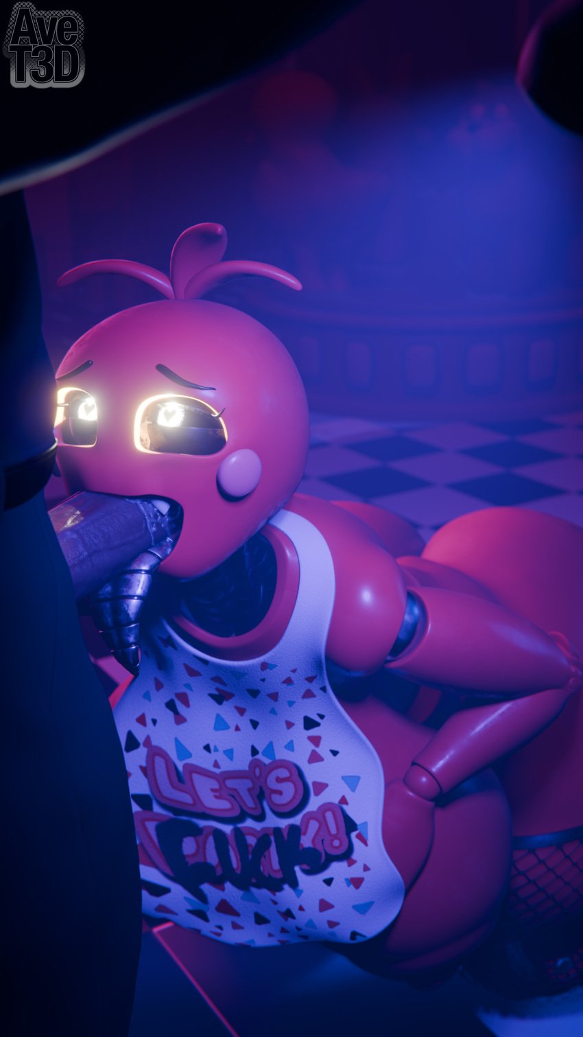 3d_(artwork) absurd_res animatronic anthro ass avet3d avian bib big_breasts big_butt bird black_sclera blacklight blender_(software) blowjob blue_eyes bodily_fluids breasts clothed clothing digital_media_(artwork) duo endoskeleton fellatio female five_nights_at_freddy's five_nights_at_freddy's_2 flashlight genitals glowing glowing_eyes hi_res human human_on_anthro interspecies leaning leaning_forward looking_at_another machine male male/female mammal metal_tongue oral oral_penetration partially_clothed penetration penile penis penis_in_mouth robot saliva saliva_on_penis saliva_on_tongue saliva_string scottgames security security_guard sex solo solo_focus tongue tongue_out tongue_out_blowjob toy_chica_(fnaf) white_eyes wide_hips